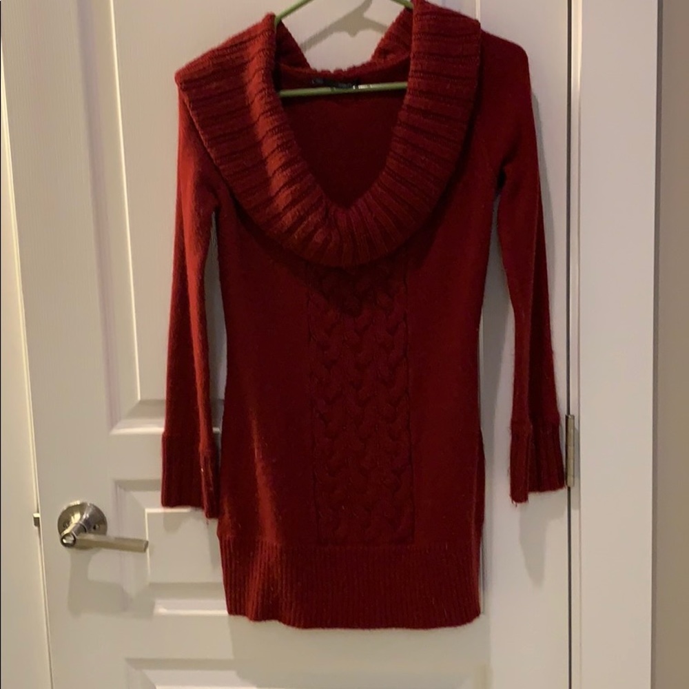 Burgundy, cowl Neck long sweater